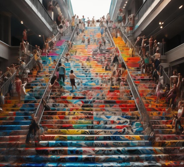 楼梯艺术，团队协作的象征与力量