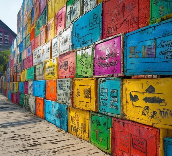 聊城企业文化墙， bricks of Progress